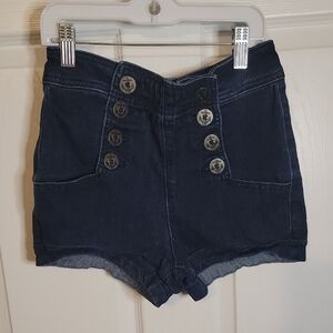 Express Dark Blue High Waist Women's Shorts